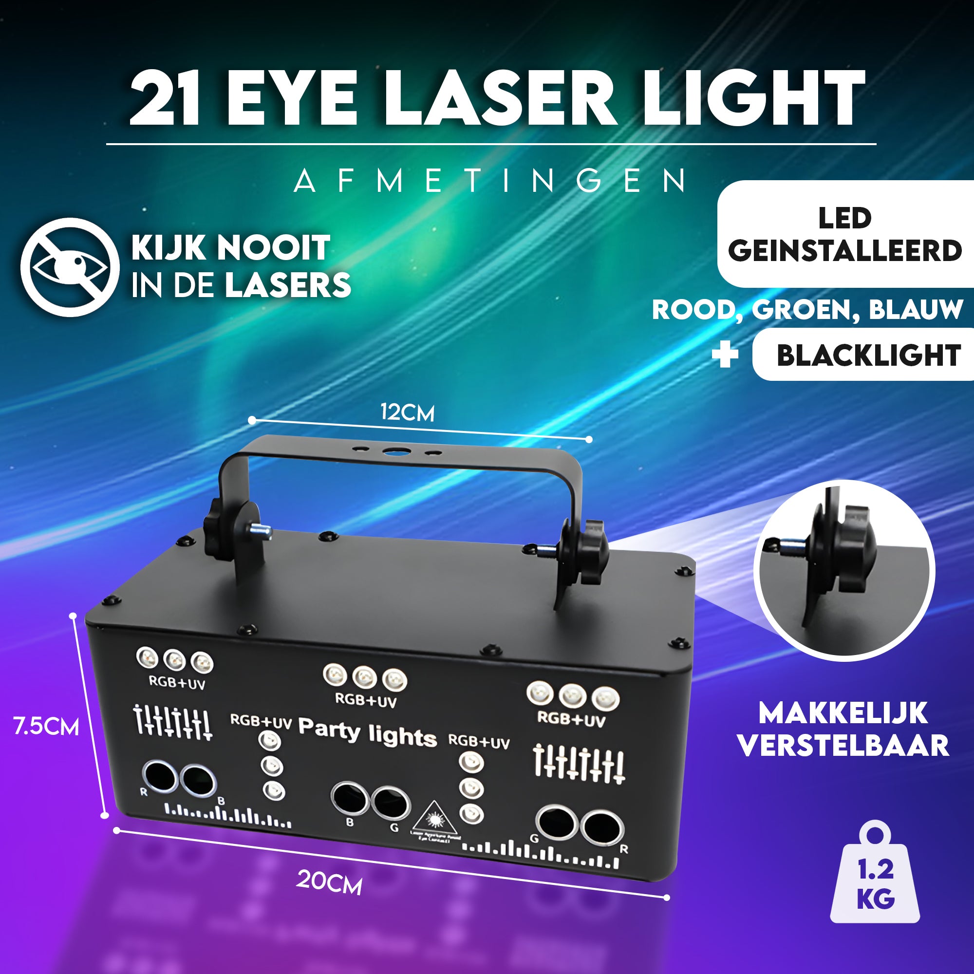 21 eye laser light - laser - Blacklight - Stroboscoop - Discolamp - DJ lamp - Feestverlichting - Disco - DMX - Discobal - Discolamp kinderen - Discobol - lasers
