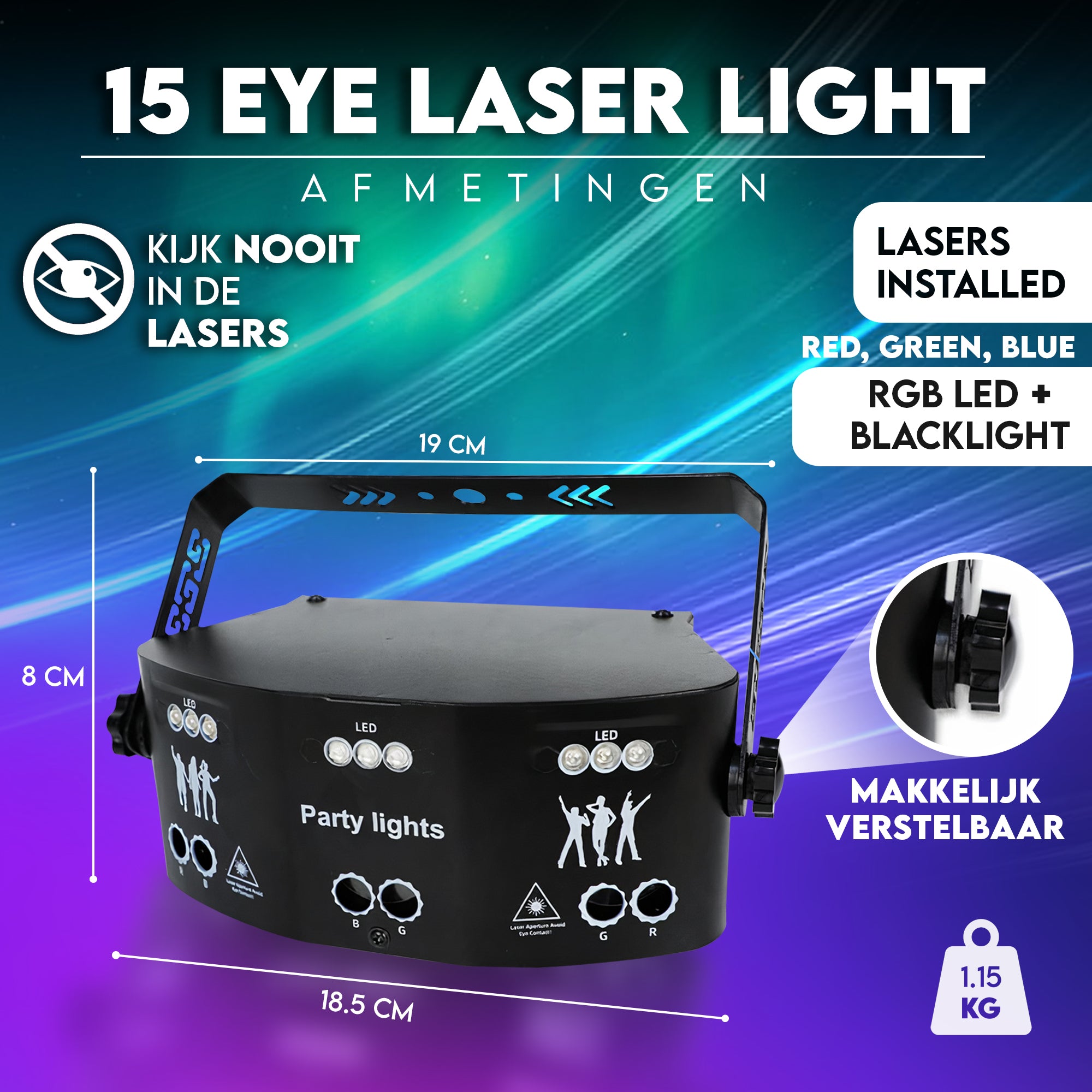15 eye laser light | blacklight | afstandsbediening | DMX-512