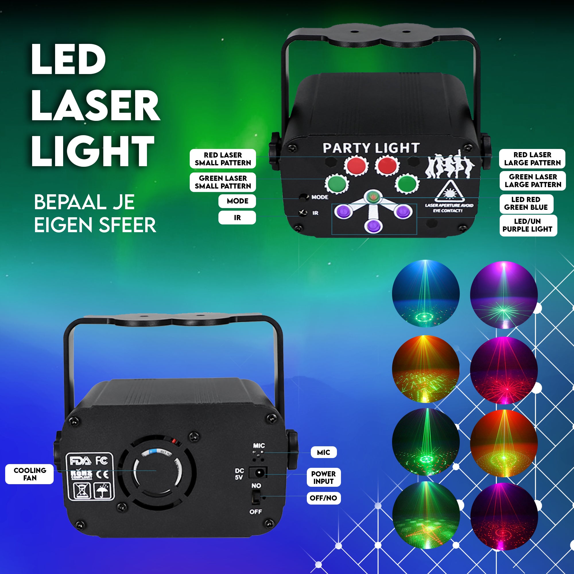 Led laser lamp | Blacklight | accu | afstandsbediening